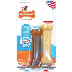 Nylabone Puppy Chew Petite Twin Pack Chicken & Peanut Butter Nylon Chews