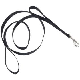 Loops 2 Double Nylon Handle Leash  Black  6" Long x 1" Wide