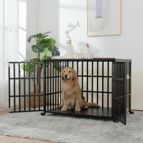 42" Heavy Duty Dog Crate for Large Medium Dogs, Furniture Style cage with 4 Lockable Wheels and 2 Locks