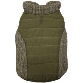 Fashion Pet Sweater Trim Puffy Dog Coat Olive (Option: Small)