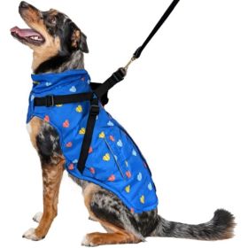 Fashion Pet Puffy Heart Harness Coat Blue (Option: Large)