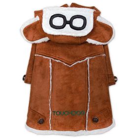 Touchdog 'Tuskegee' Aero-Vintage Designer Dog Coat (Color: brown, size: medium)